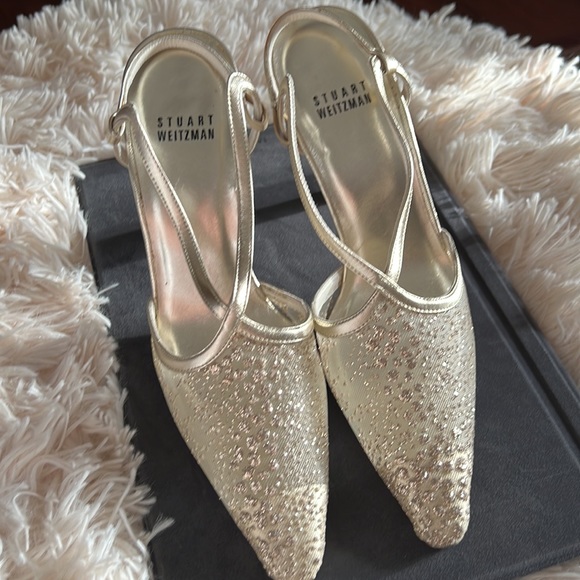 STUART WEITZMAN GLITTER SLING BACK HEELS NWOT - Picture 17 of 17